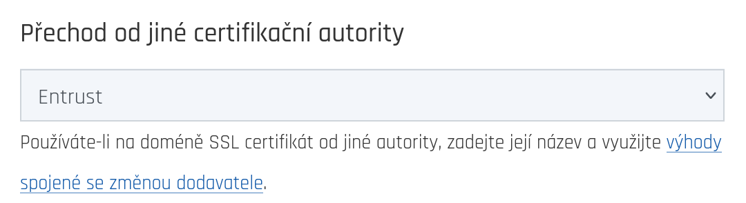 Přechod od jiné certifikační autority