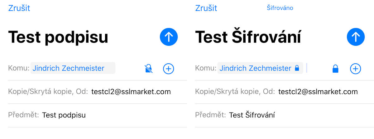 Podpis a šifrování e-mailu v iPhone