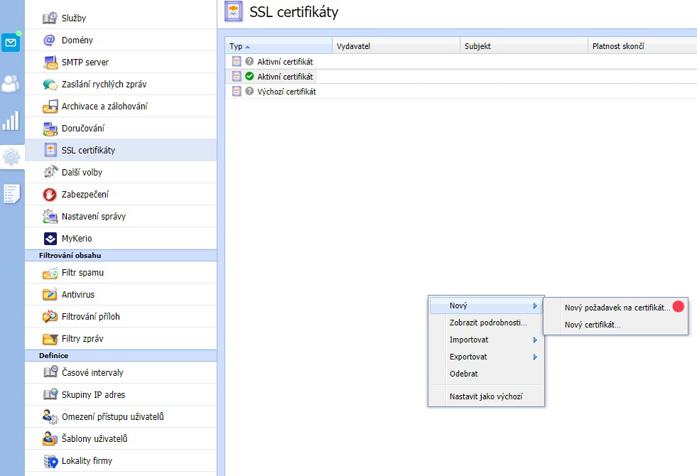 kerio connect ssl certificate server type