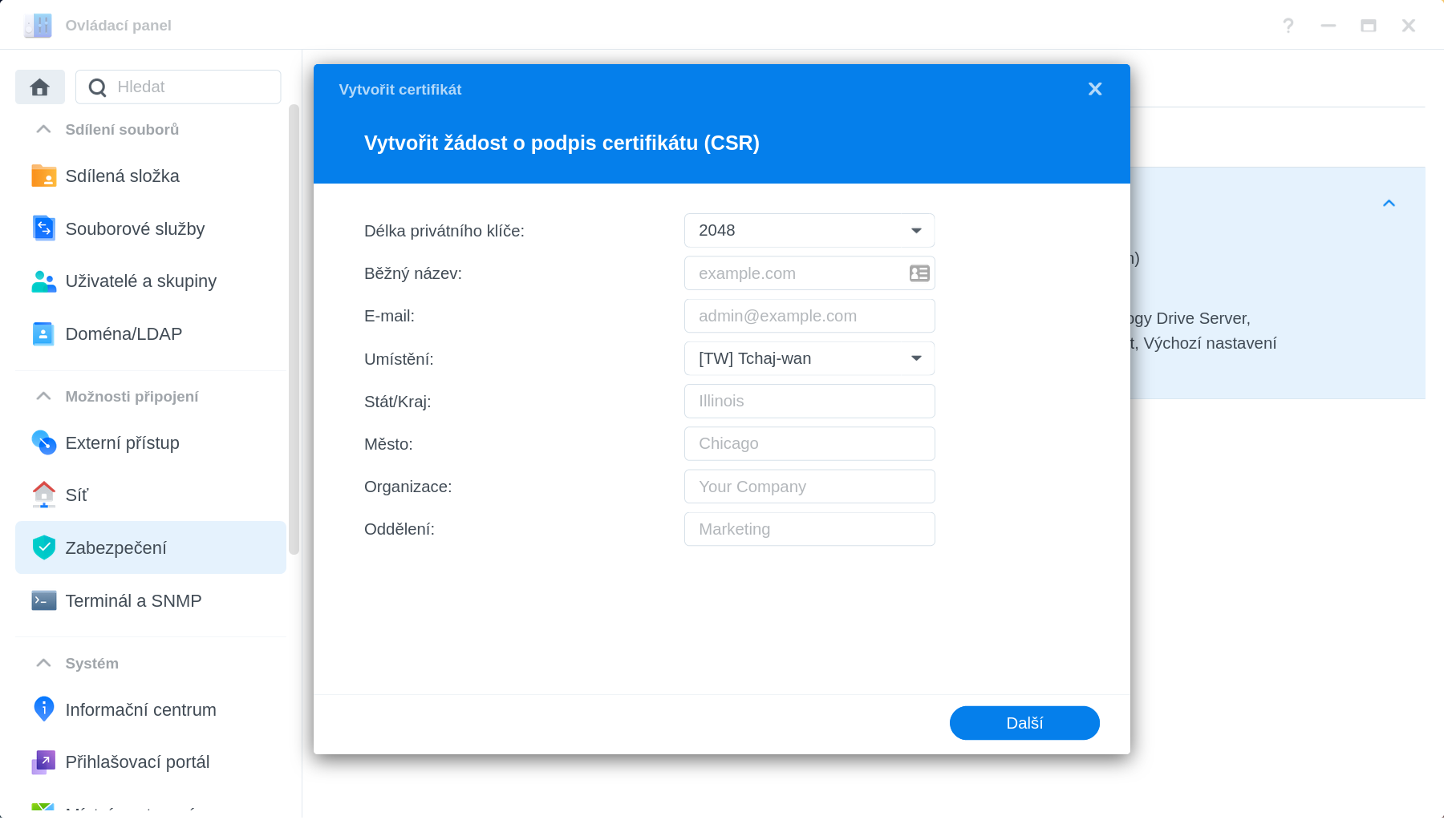 synology - průvodce CSR